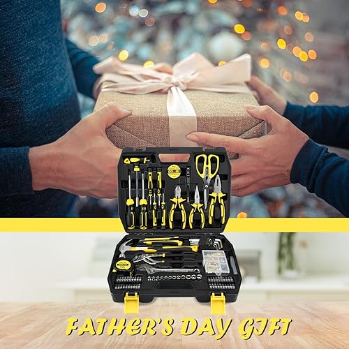 Miniatura 8 de DOWELL Kit de herramientas para el hogar kit de herramientas de mano general de 185 piezas con caja de herramientas HYT185