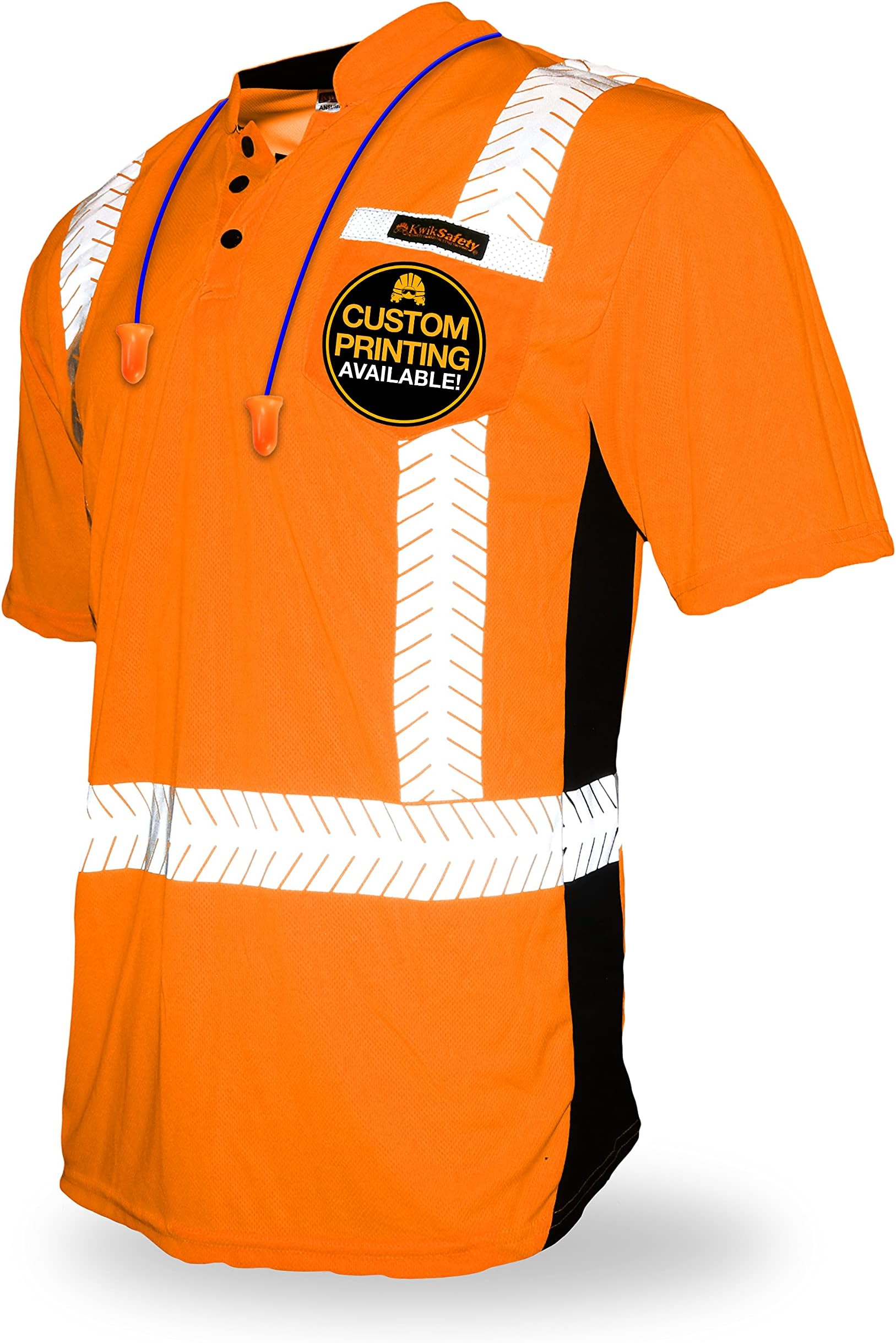KwikSafety - Premium Short Sleeve Safety Shirts [Deluxe Collars] Class 2 Hi Vis Shirts for Men ANSI OSHA High Vis Shirts