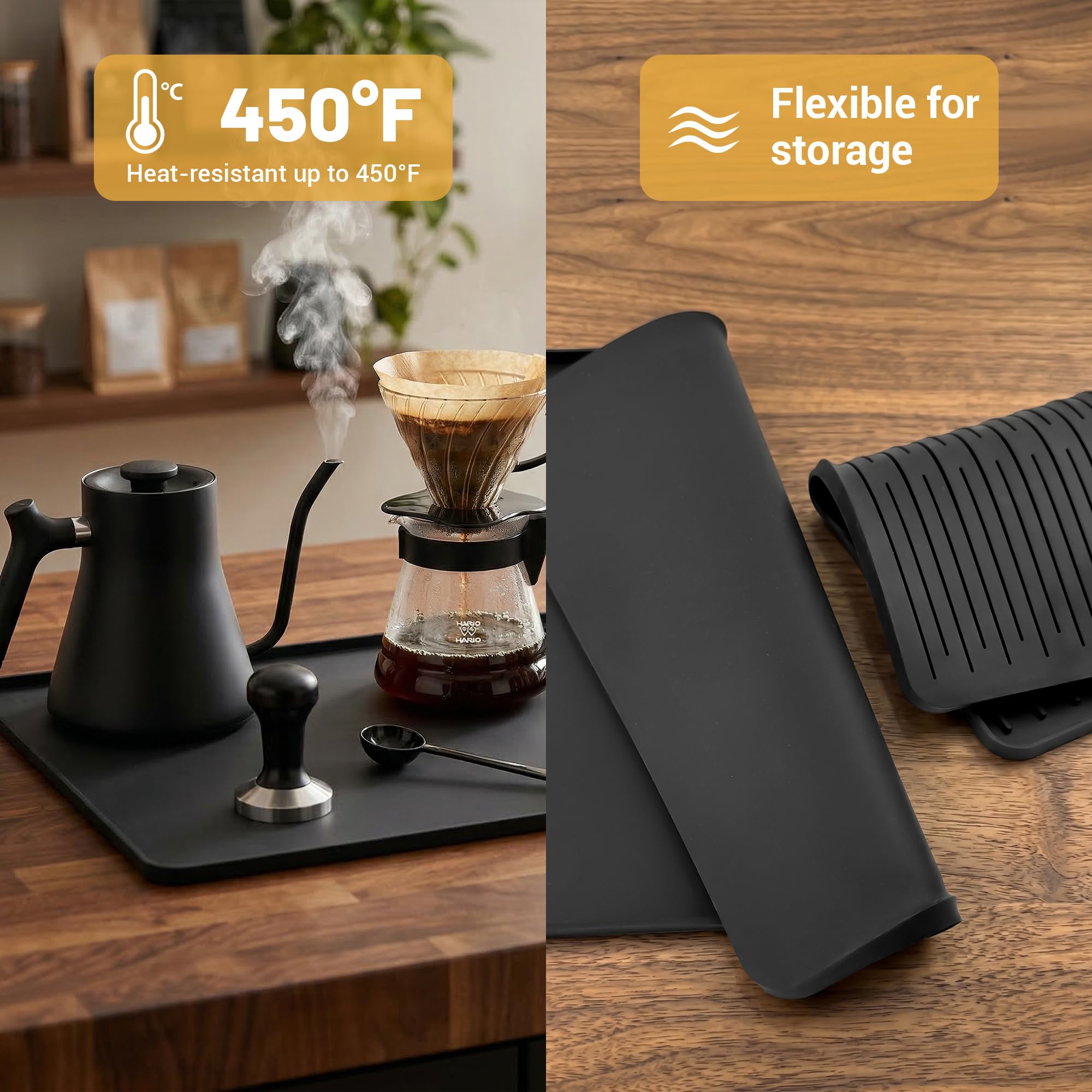 61 x 40,6 cm große Kaffeematte – leicht zu reinigen, langlebig, vielseitig einsetzbar, ideal als Abtropfmatte für Kaffee-Bars und Küchenarbeitsplatten (schwarz)