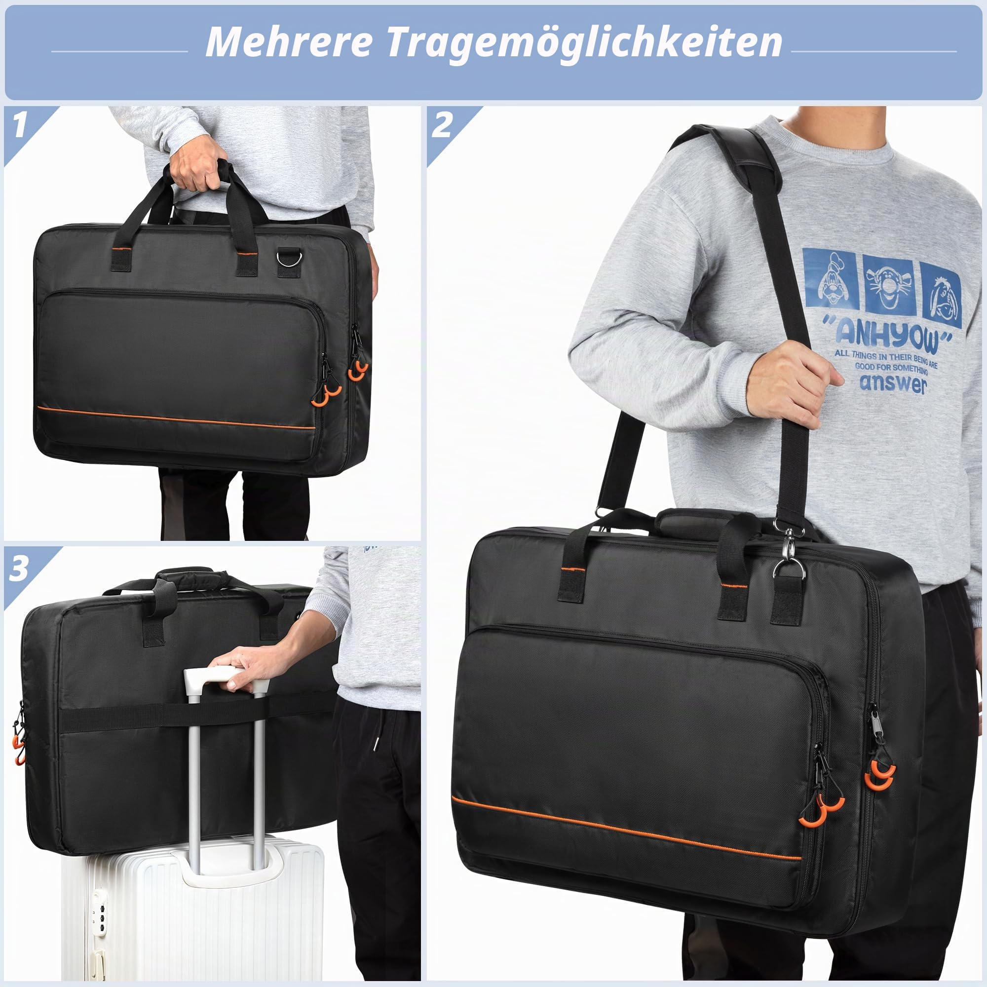 Rexmica DJ Controller Tragetasche, DJ-Equipment Tasche für Kabel/Zubehör | Kompatibel mit Pioneer DDJ SR/SR2/DDJ REV1 oder die Meisten Standard DJ Controller (M, Schwarz)