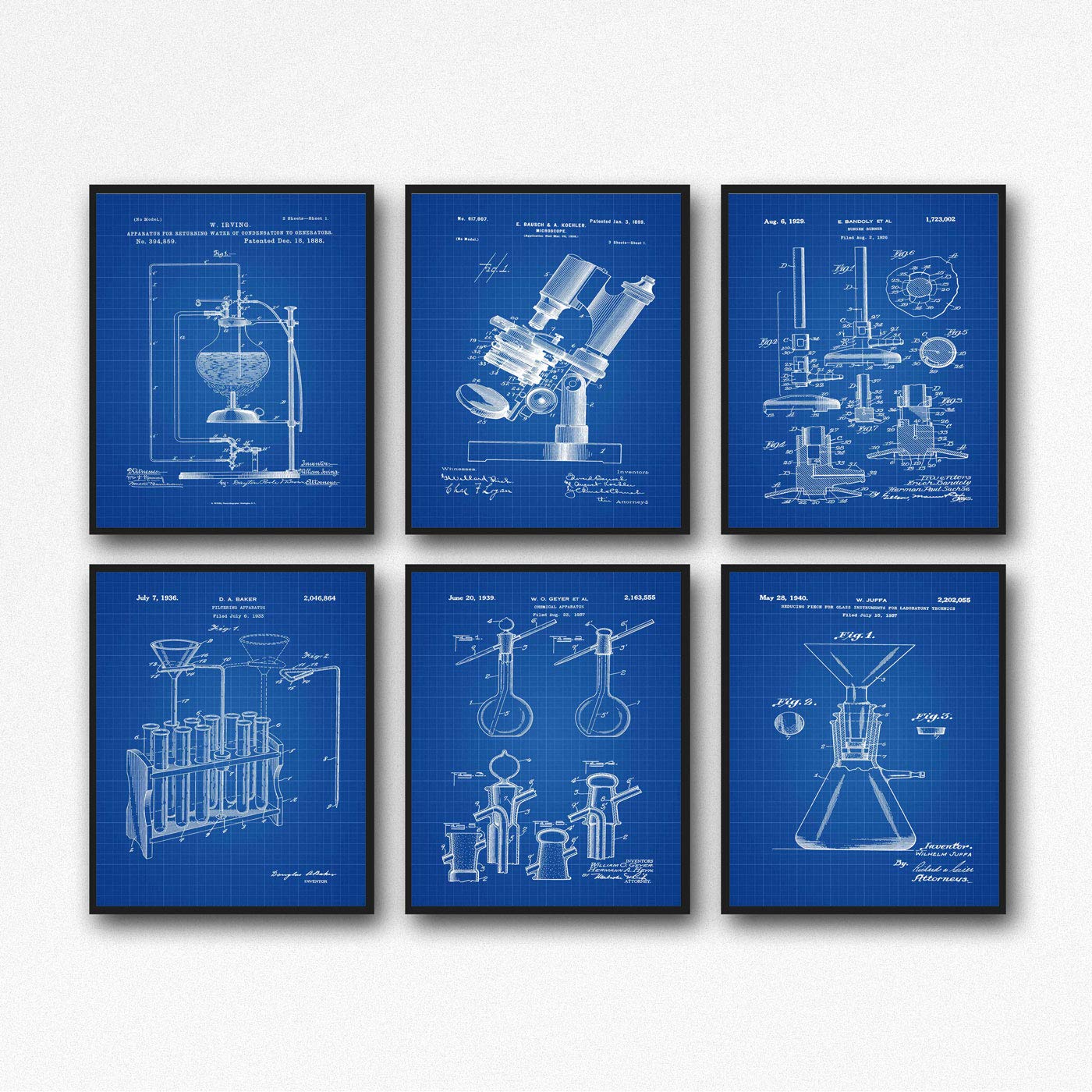 Science Posters Science Decor Laboratory Inventions Scientist Posters Scientist Prints Science Prints Scientific Inventions WB380-WB385 (21cm x 30cm, Blueprint)