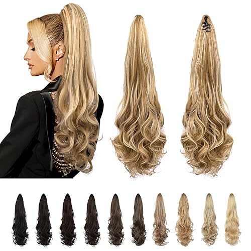 SEIKEA Extensión de cola de caballo, PT008 Lacie larga rizada ondulada cola de caballo natural suave con clip, extensión de pelo sintético para