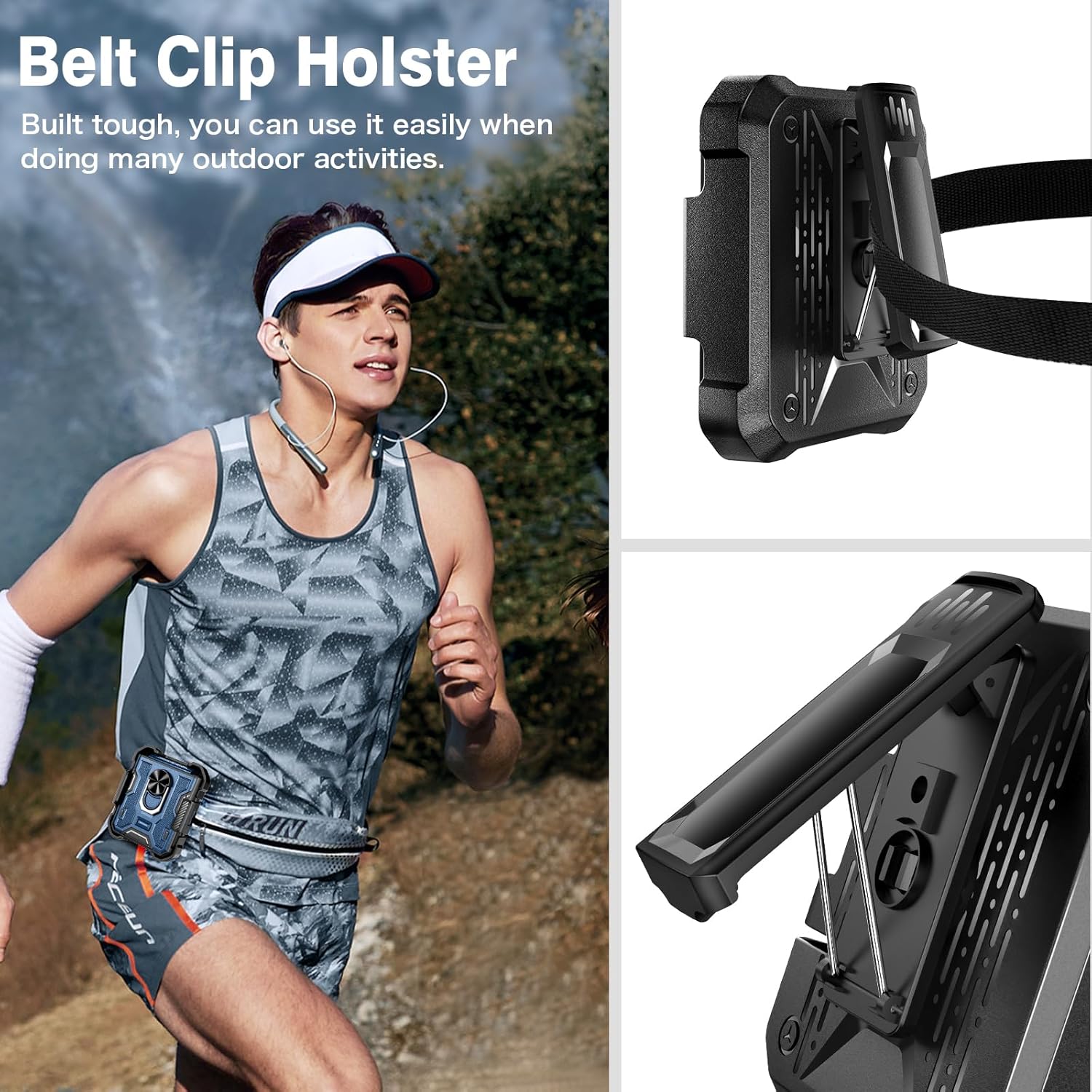 VEGO for Samsung Flip 5 Case with Belt Clip Holster, Hinge Protection with 360°Ring Magnetic Kickstand & Camera Screen Protector Heavy Duty Protective Armor Cover - Blue