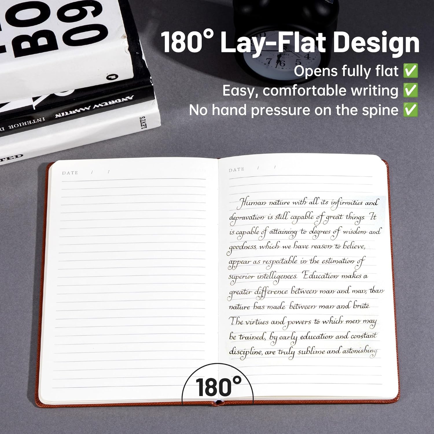 Lined Journal Notebook 2-Pack, Leather Hardcover Writing Journal for Men & Women, 160 Pages Each, 100 GSM Thick Paper, Notebook for Work & Daily Writing, A4 Large Size (Brown & Black)