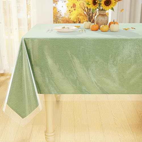 smiry Mantel de plástico transparente, protector rectangular de vinilo 100% impermeable, a prueba de derrames de aceite, lavable, para comedor,