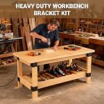 Heavy Duty Workbench Bracket Kit - 8 Pcs Steel 3-Way Right Angle Corner Brackets for DIY Custom Workbench,Garage Shelves, Work Table, Fits 2x4 (Actual 1.5"x3.5") Wood