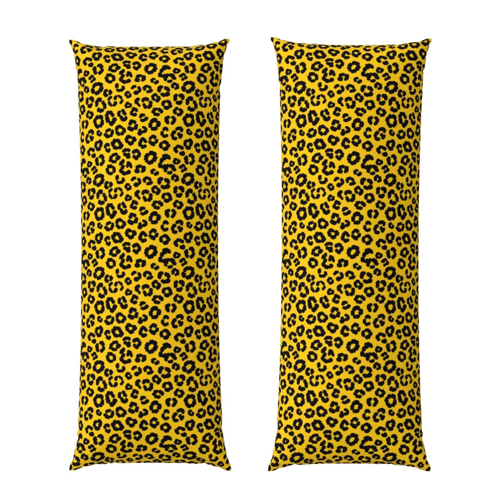 Body Pillow Cover 20x54 Inch, Animal Skin Cheetah Leopard Leather Print Yellow, Silky Soft Long Pillowcase with Hidden Zipper, Wrinkle Resistant Cushion Case for Couch Bed Home
