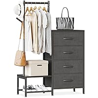 ODK Cassettiera Camera da Letto 3 in 1, con un Appendiabiti da Terra