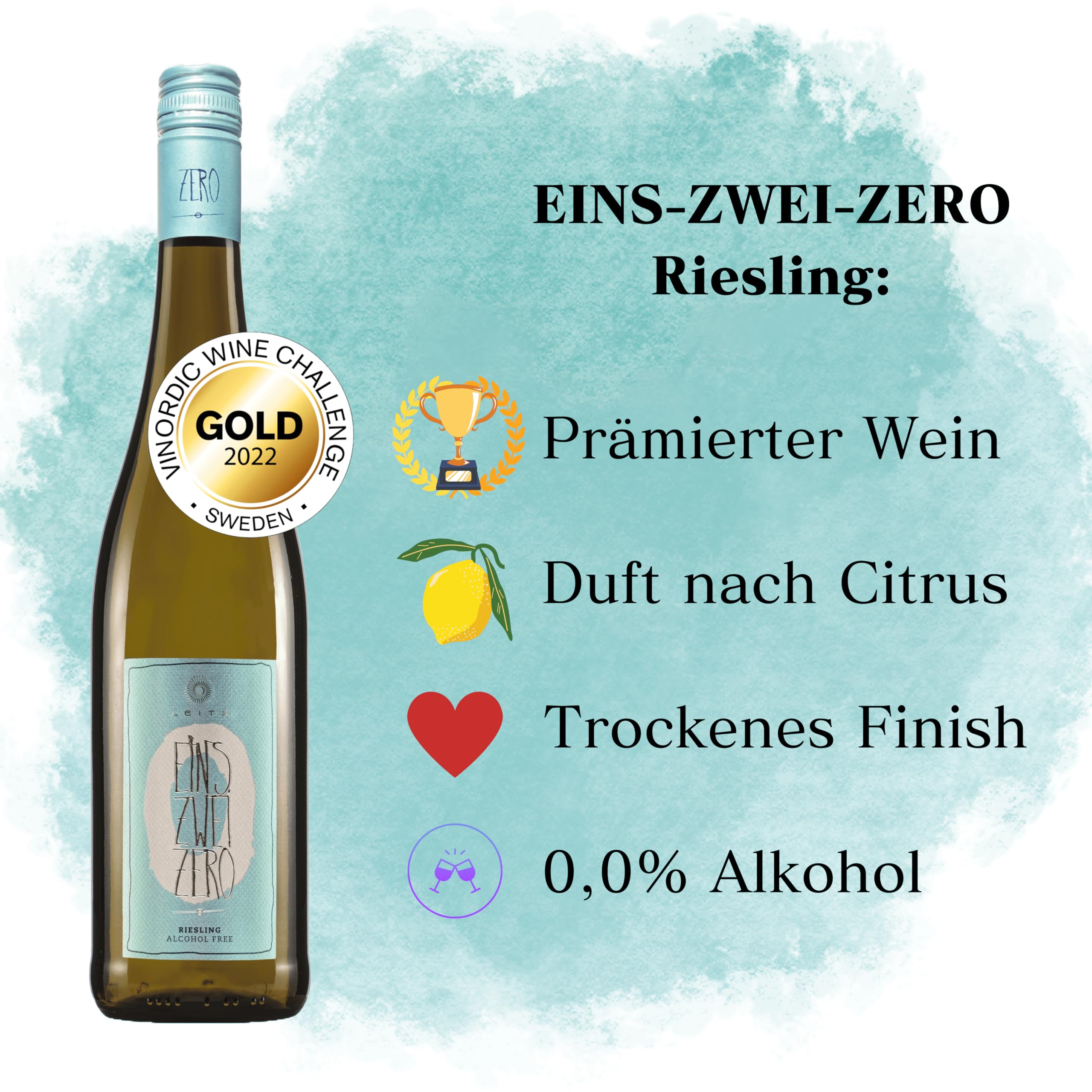4er Weinpaket alkoholfrei „Weiß & Rosé“ vom Weingut Leitz – 0,5% Vol | Riesling, Chardonnay, Rosé, Sauvignon Blanc | Eins-Zwei-Zero Probierpaket inkl. Weinausgießer | alkoholfreier Weißwein & Roséwein