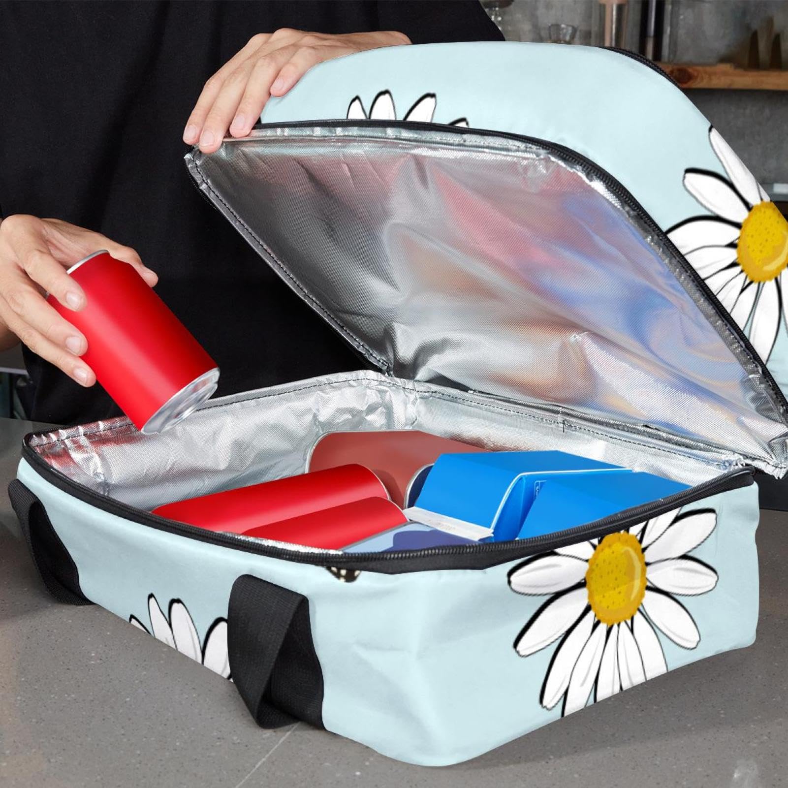 Grand sac à déjeuner isotherme pour homme et femme, double couche, étanche, étanche, réutilisable, sac fourre-tout pour le travail, l'école, le pique-nique, la plage, le camping, les voyages, papillon