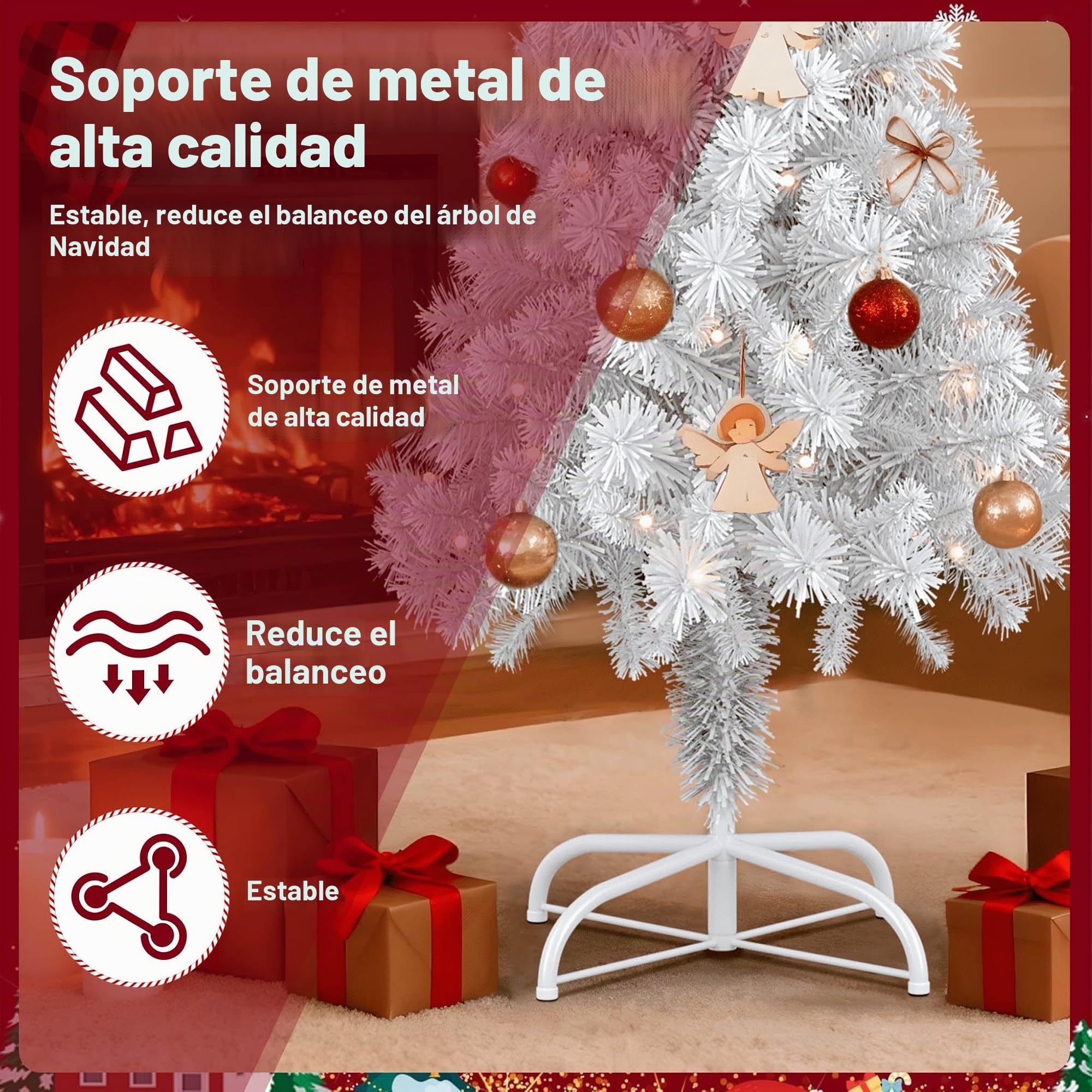 Uisebrt Árbol de Navidad artificial con soporte.