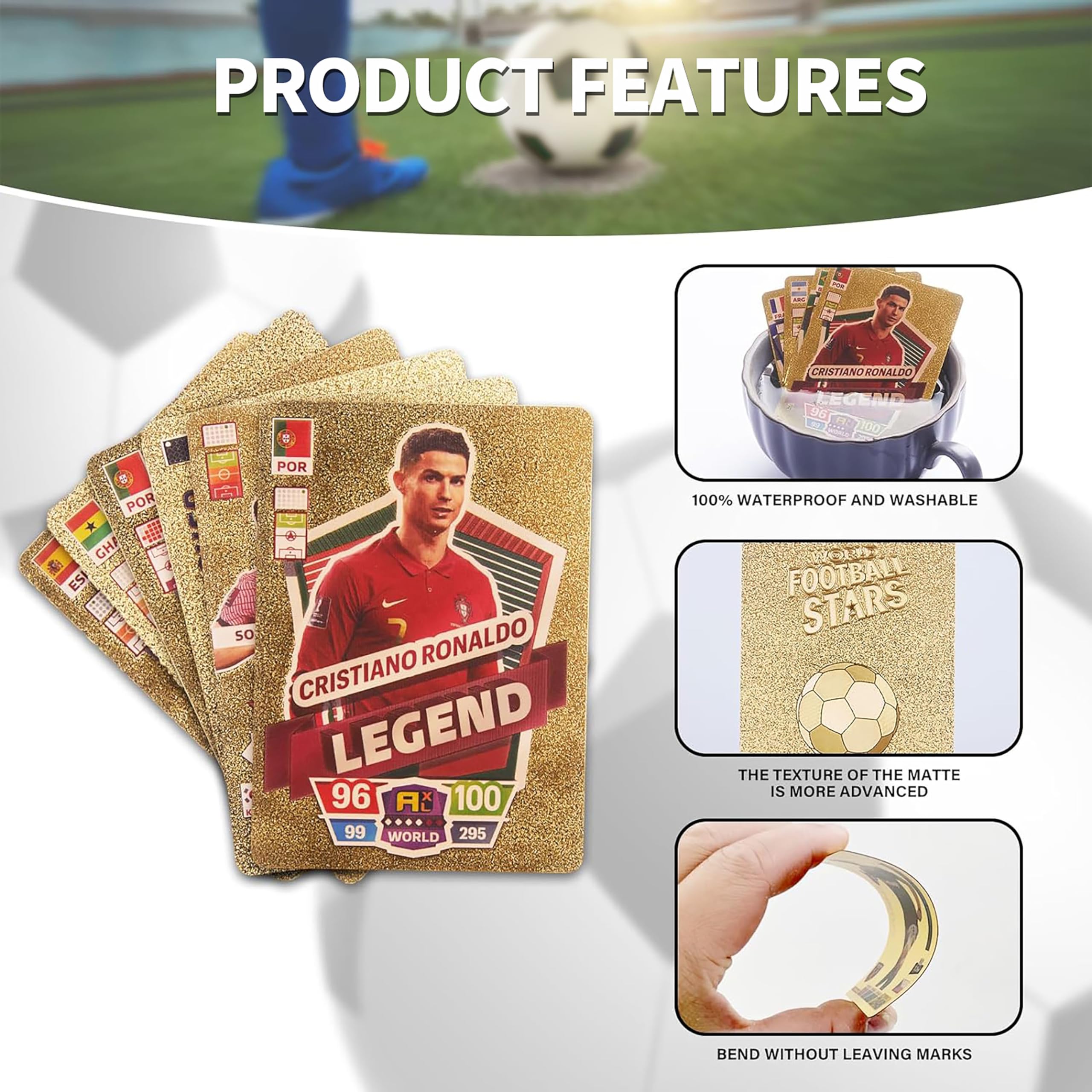 VIUWIZE 3 Cajas De 55 Tarjetas De Fútbol – Estrellas Del Mundial Y Champions League, Tarjetas Coleccionables Con Estadísticas Para Fans Niños Y Adultos