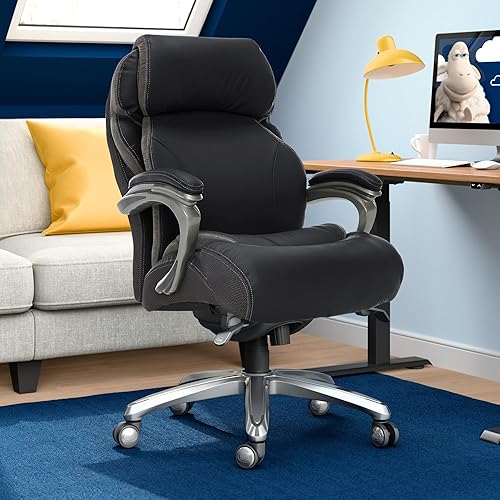 Miniatura 2 de Silla de oficina Serta grande y alta con capas inteligentes y tecnología de aire Cuero Negro Black, Marrón