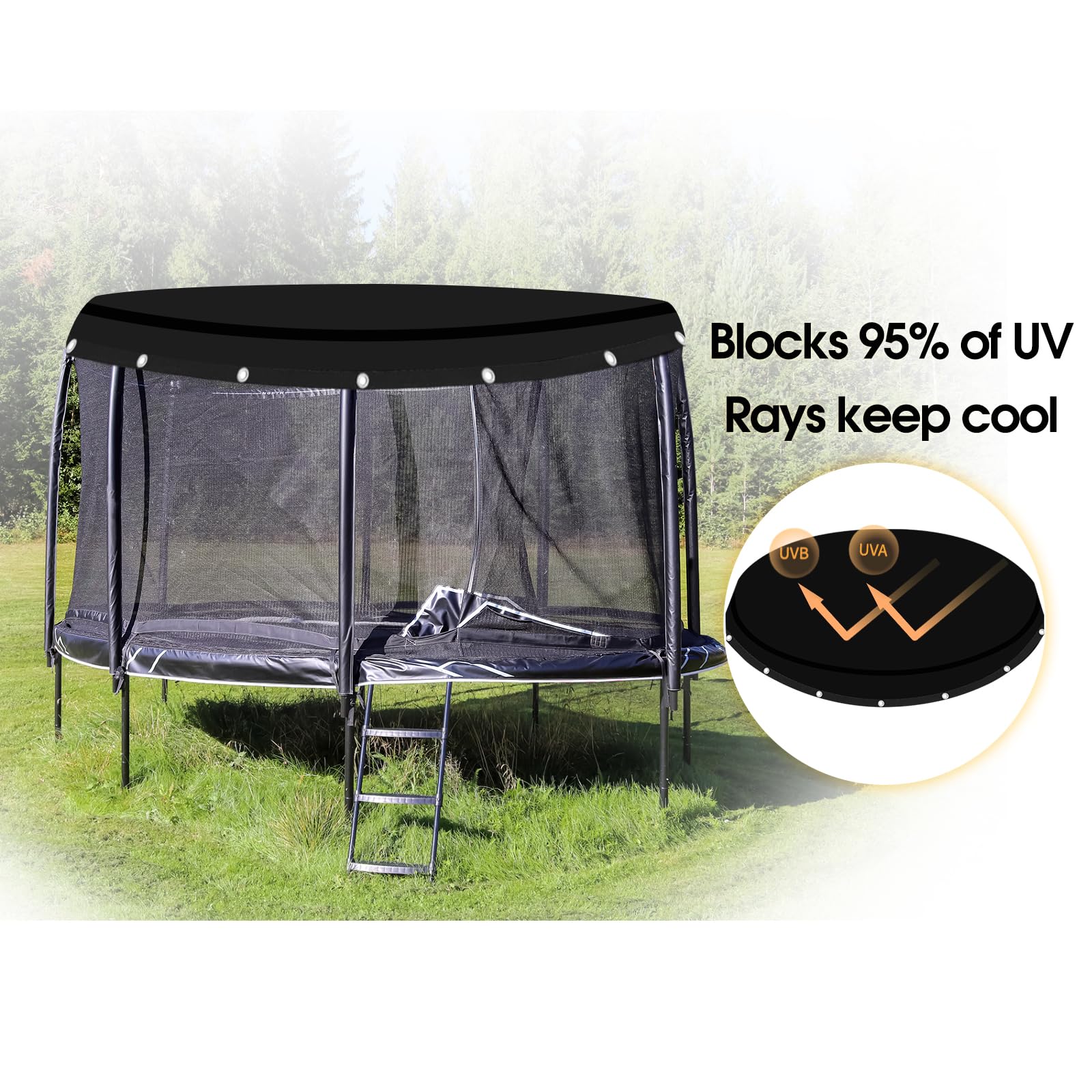 MSSVIGING Trampoline Sun Shade Cover for 10FT 12FT Round Trampoline, Universal Trampoline Shade