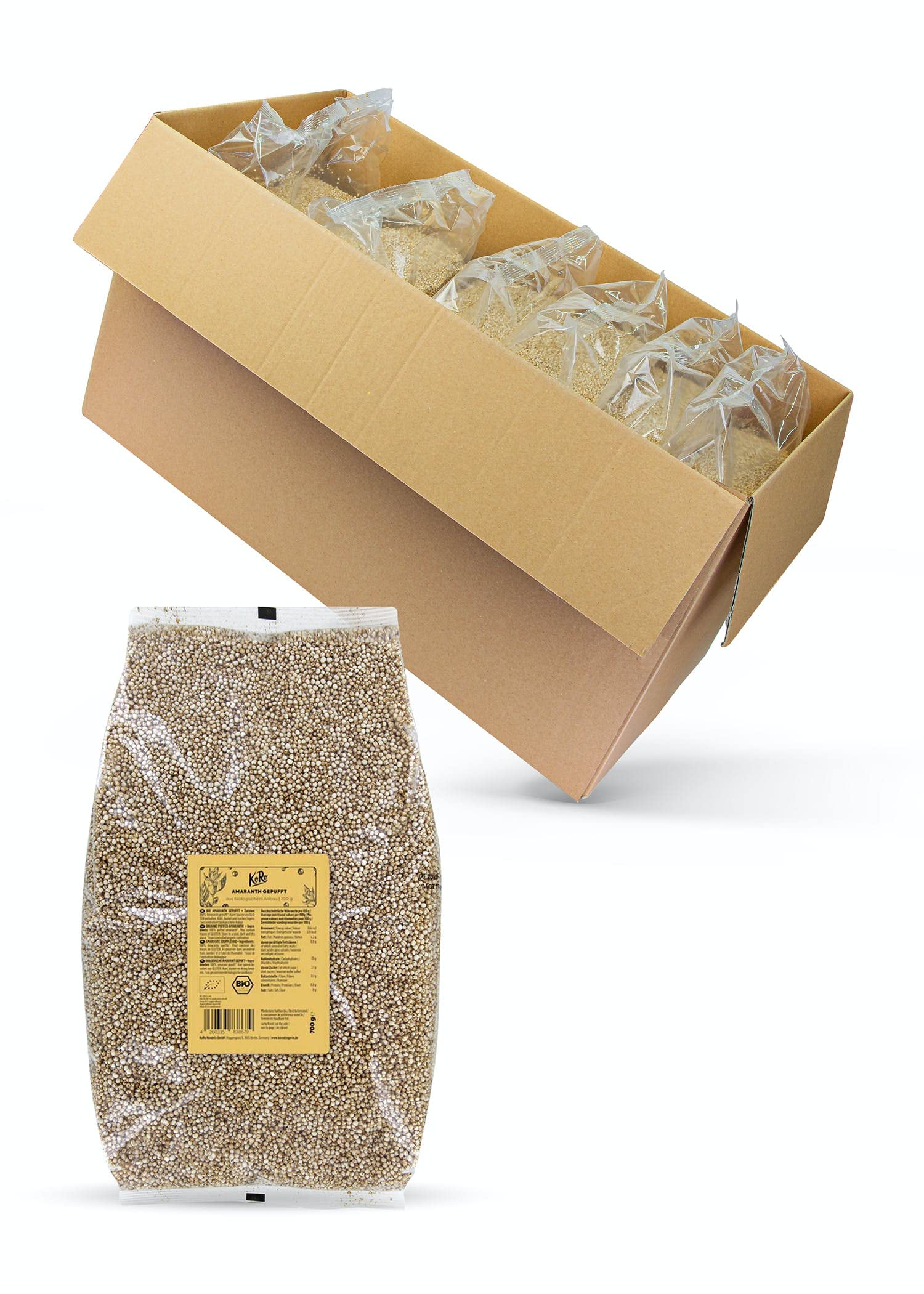 KoRo - Gepuffter Bio Amaranth 6 x 700 g - Gepuffte Körner - Abwechslungsreiche Beilage - Lecker in Salat, Müsli, Porridge - Hoher Ballaststoffgehalt