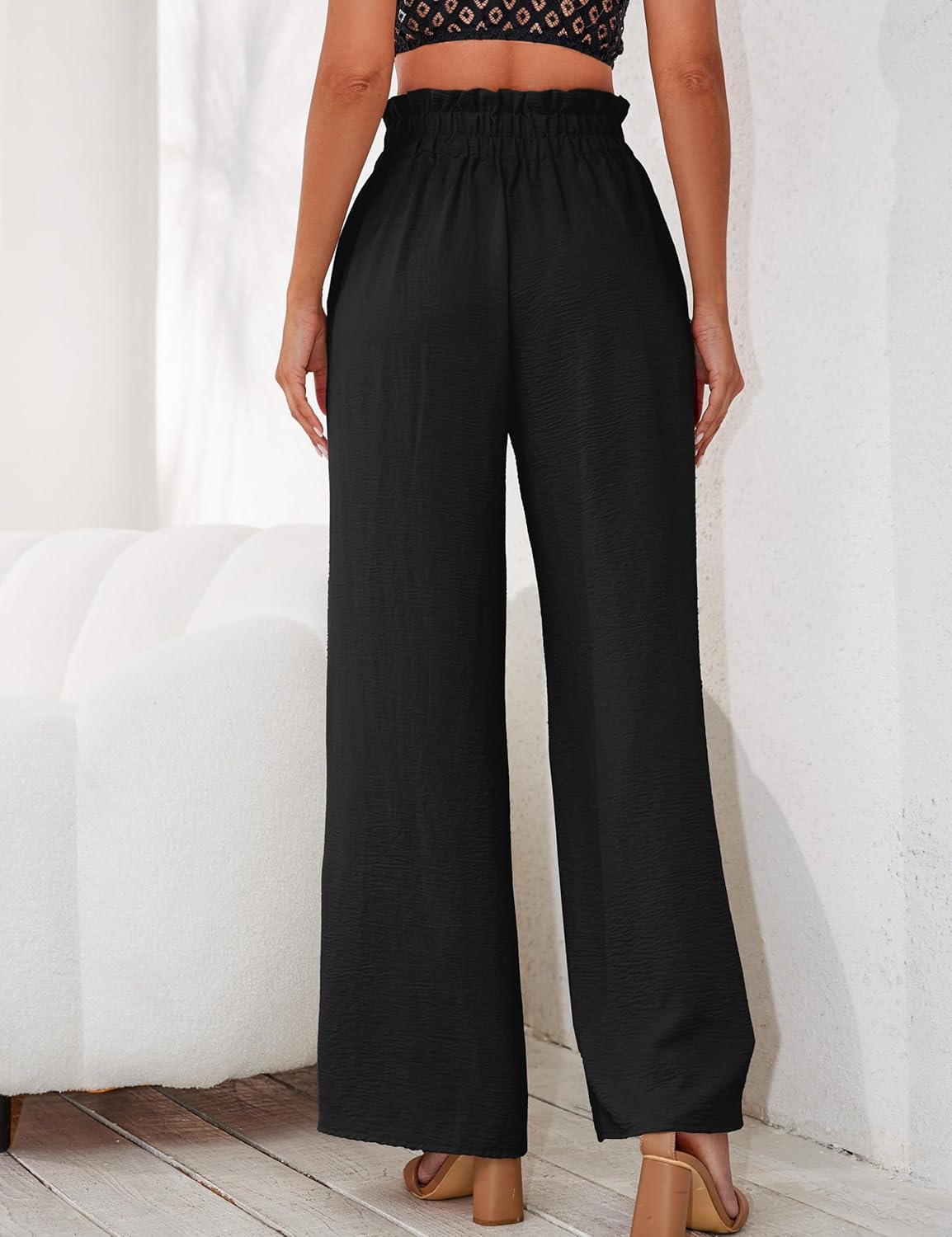 a.Jesdani Women's Pants Casual Loose High Waist Wide Leg Palazzo Pants Trousers with Pockets,S-2XL - Image 3