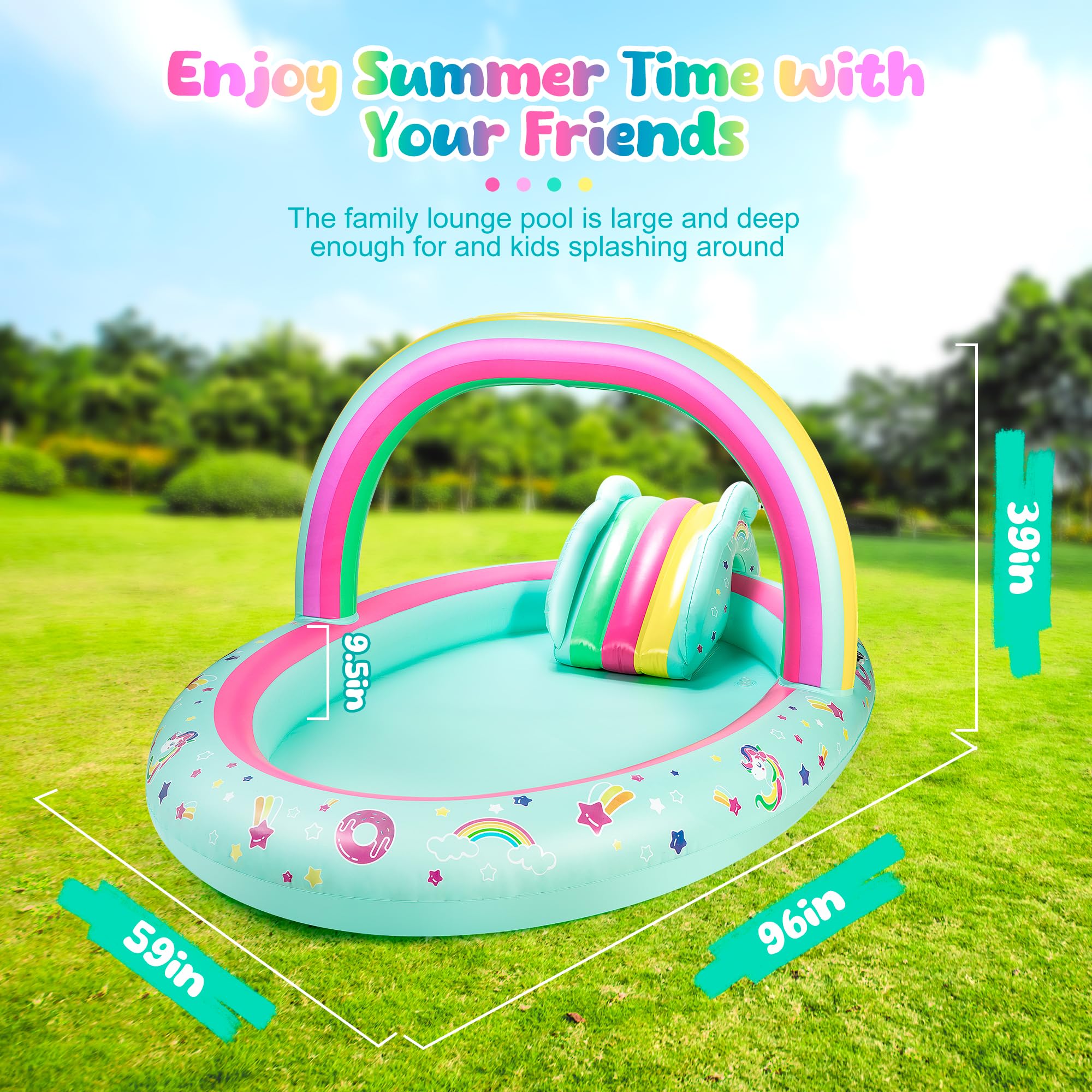 Amazon.com: SULIFEEL Rainbow Unicorn Inflatable Play Center Kiddie  display picture 1