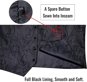DiBanGu Men's Silk Paisley Vest and Necktie Set 6PCS Pre-tied Bow Tie Formal Waistcoat for Wedding Party