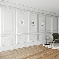 Vista 9 de Pangda Juego de 3 molduras de pared adhesivas estilo capa interior y exterior, panel de zócalo prefabricado para decoración de molduras de pared