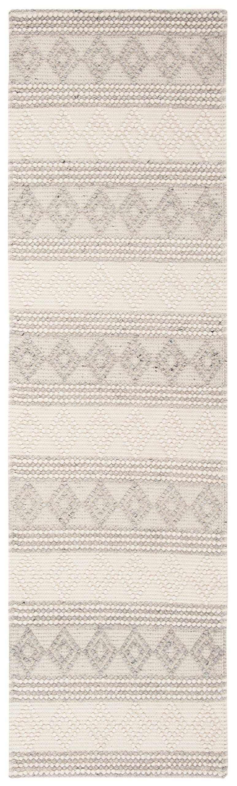 SAFAVIEH Natura Collection Runner Rug - 2' x 6', Grey & Ivory, Handmade Moroccan Boho Tribal Wool & Cotton, Ideal for High Traffic Areas in Living Room, Bedroom (NAT750F)