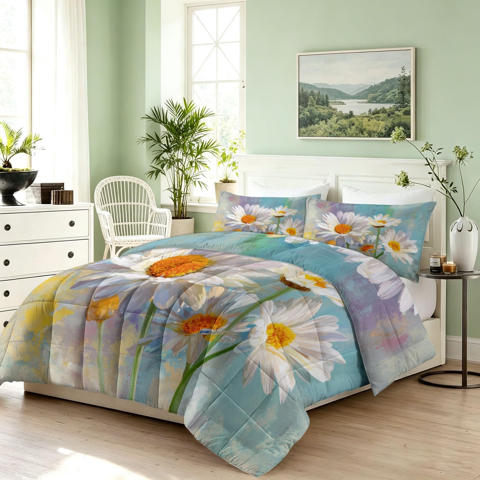 Générique Trapunte stampate 140 x 200 cm Margherita Rami Fiori Selvatici reversibile Piumino disegnato a mano Acquerello 4 stagioni - Morbido piumino trapuntato per letto 1 persone, Edredon senza
