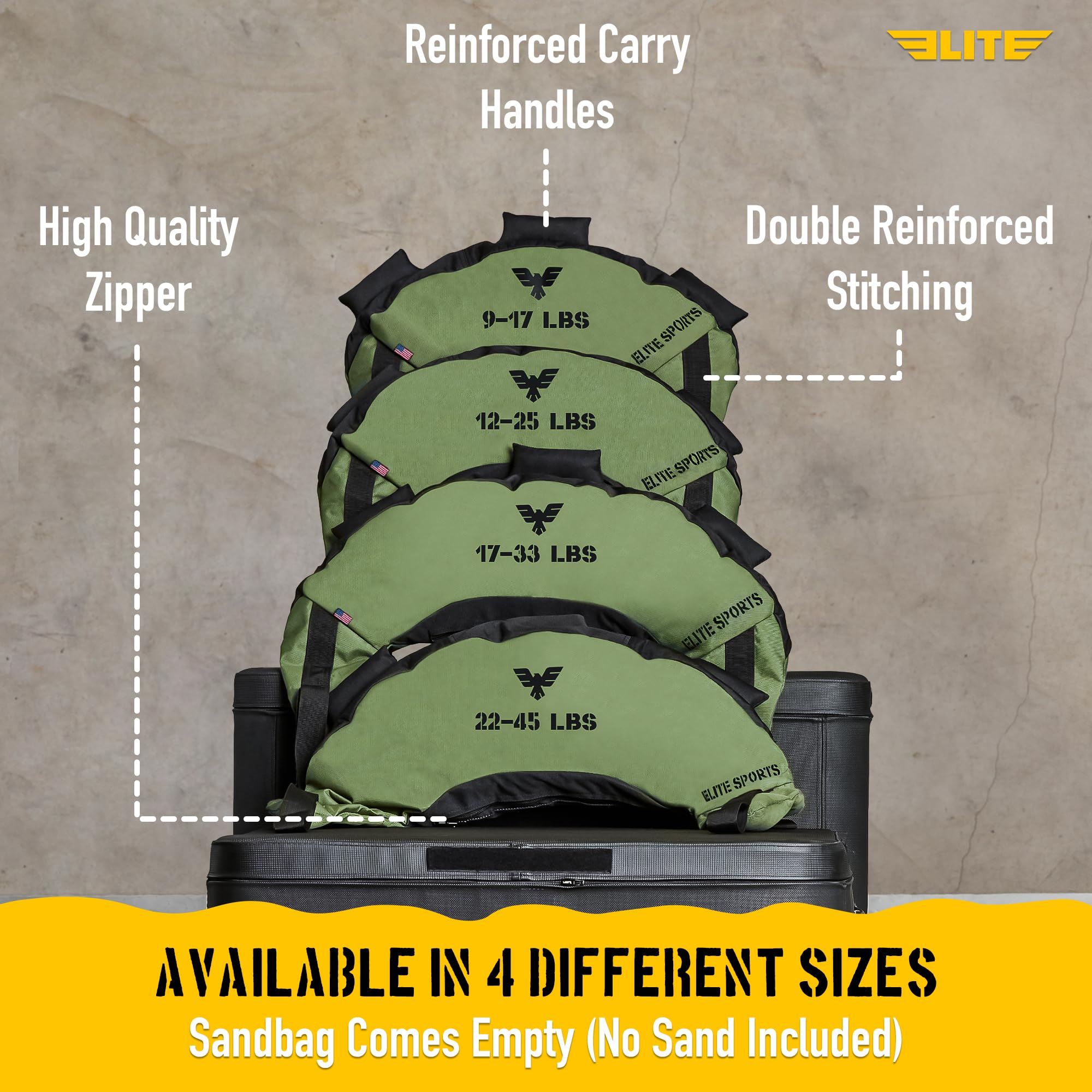 Elite Sports Bulgarische Segeltuchtasche für Crossfit, Fitness Canvas MMA Gym Cross Training Sandsack