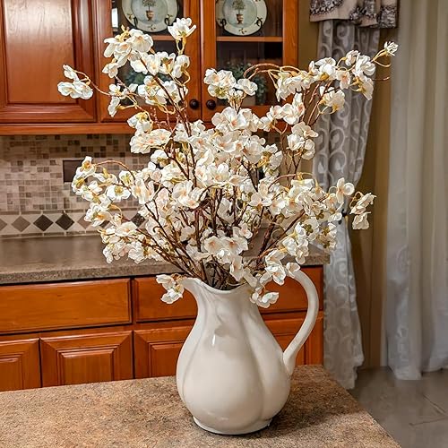 Miniatura 2 de Ammyoo 4 piezas de flores artificiales de cerezo a granel, flores de imitación de seda, ramo de tacto real para Navidad, Halloween, hogar, boda,