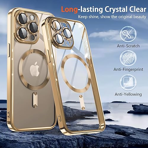 Miniatura 6 de Funda magnética para iPhone 15 Pro Max con protector completo de lente de cámara imanes N56 fuertes Compatible con Magsafe Funda transparente y