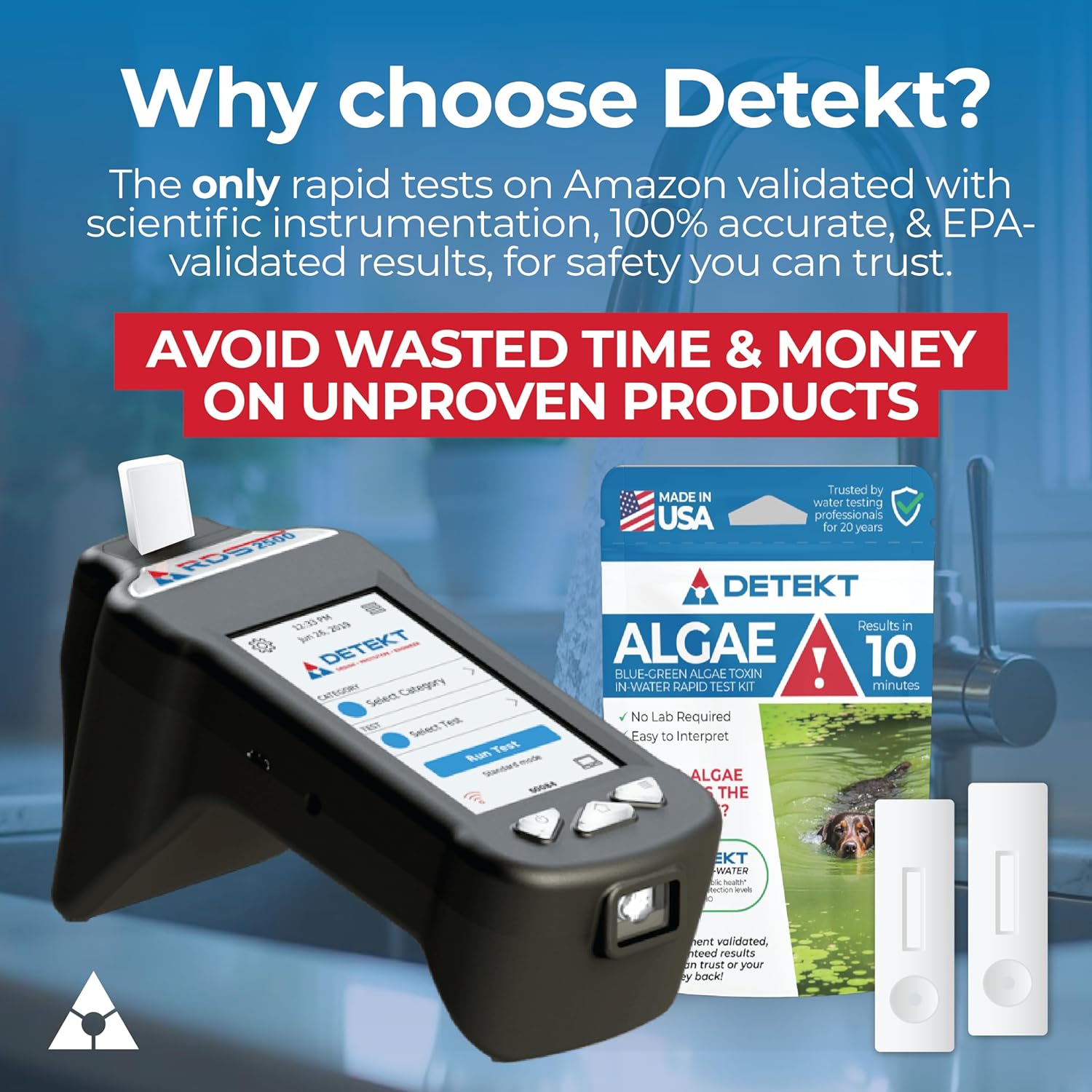 #1 Blue-Green Algae Toxin Test Kit for Ponds, Lakes & Water Safety By Detekt – 2 Tests Included – On-Site Testing 10-Minute Results – No Lab Required – Made in USA