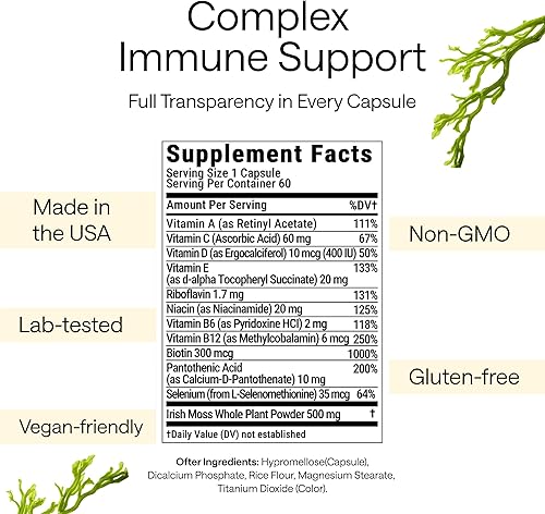 Miniatura 2 de WONDER FAMILY Cápsulas de musgo marino  Suplemento orgánico de musgo irlandés para apoyo inmunológico, energía y digestión  Chondrus Crispus, vejiga