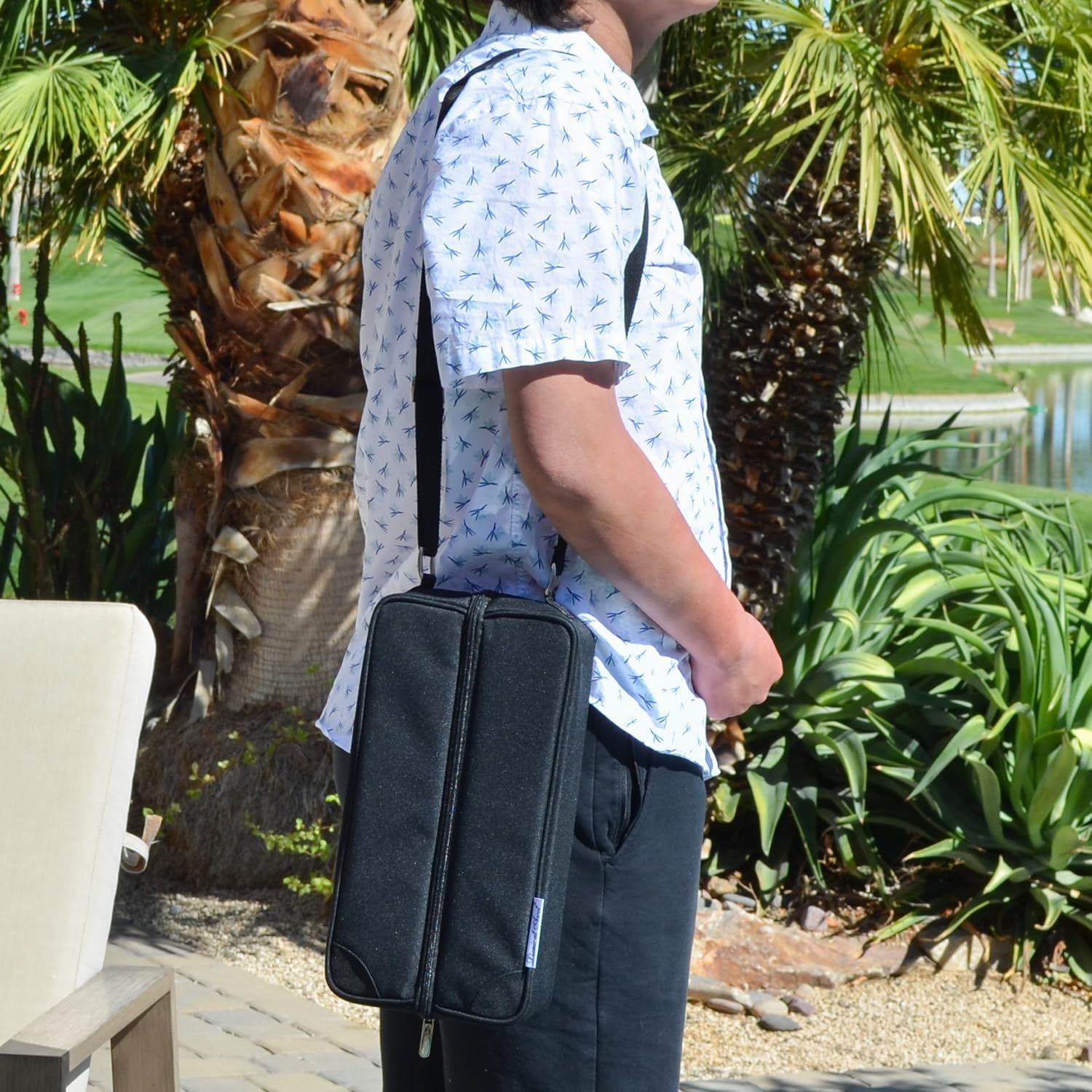 Picnic at Ascot Travel Coffee Tote for 2 Including Stainless Vacuum Flask, Cups, Creamer and Teaspoons- Designed & Assembled in the USA