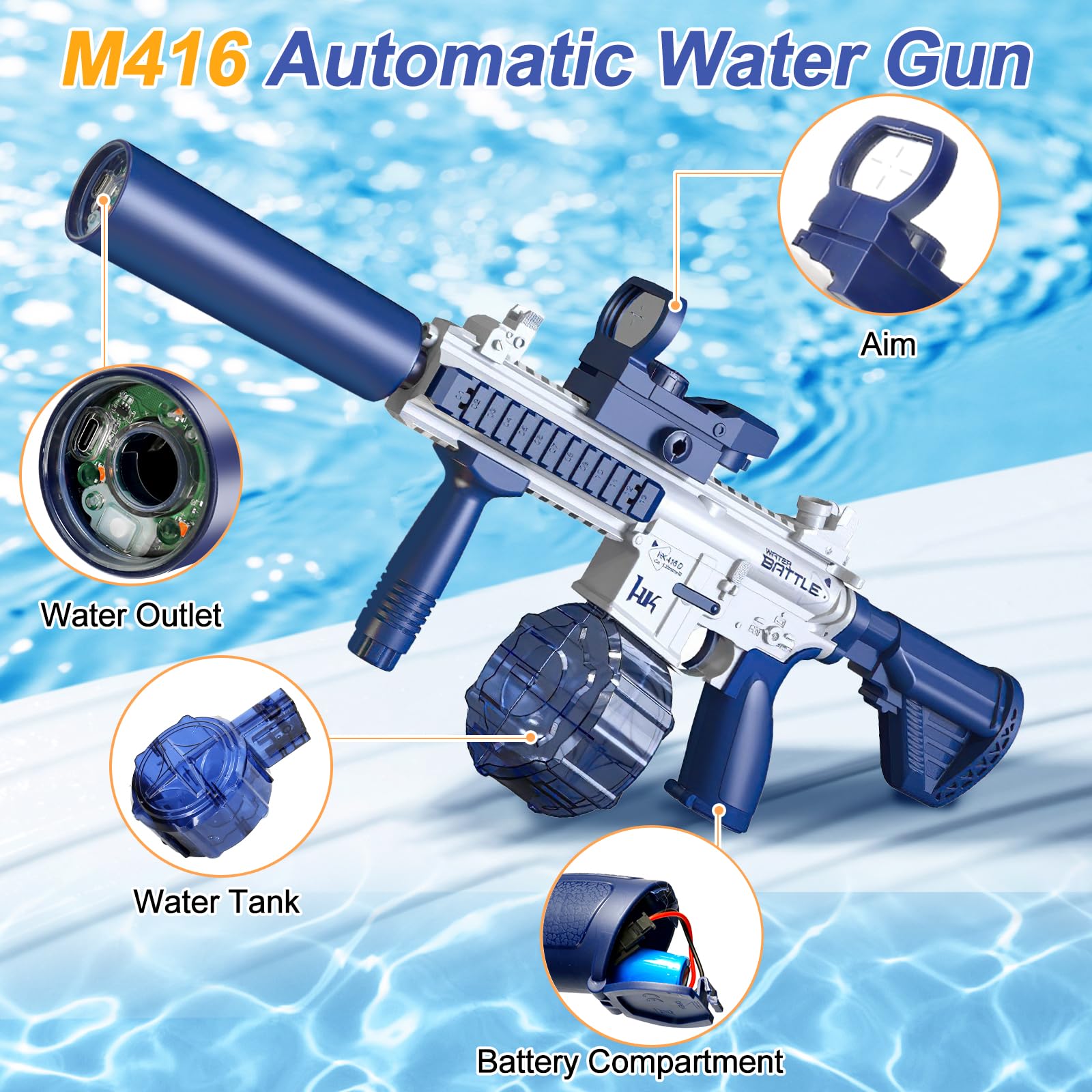 Pistola de Agua Eléctrica 2025 - Absorción Automática Ristente - Pulverización Potente - Tecnología Negra Moderna - Juguete Original para Niños Pistola de Agua Eléctrica 2025 - Absorción Automática Ristente - Pulverización Potente - Tecnología Negra Moderna - Juguete Original para Niños