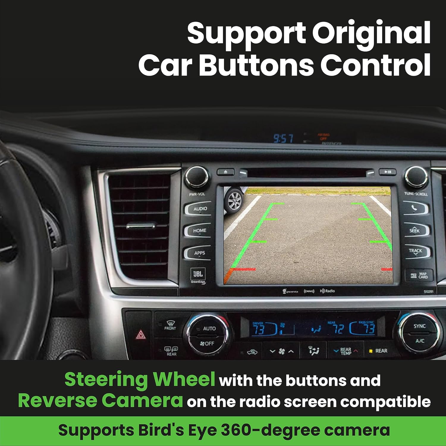 Wireless/Wired Adapter for CarPlay Android Auto Compatible with Toyota Highlander 2014-2019 Entune 2.0 High Definition Audio High Screen Resolution.