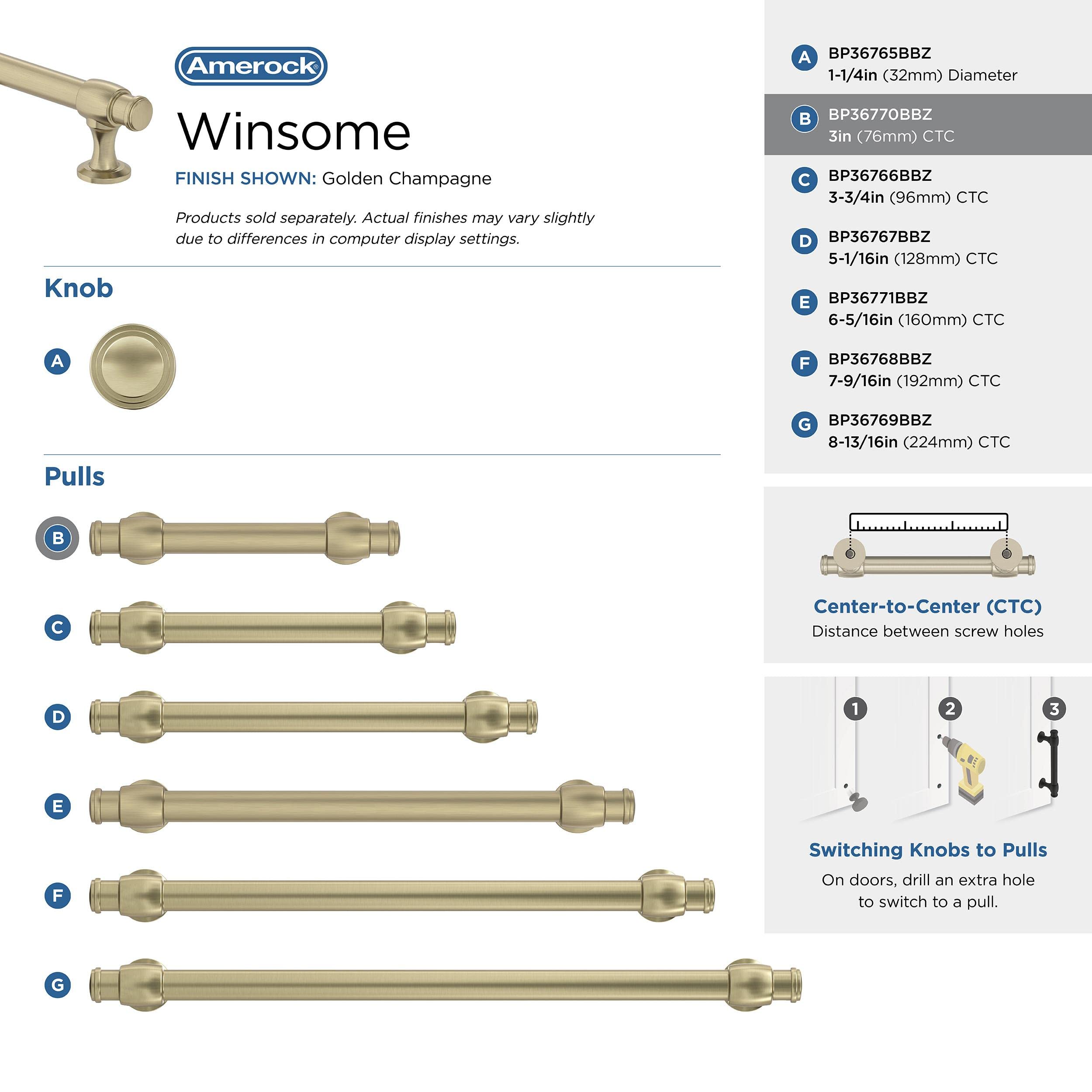 Amerock BP36770BBZ Winsome Cabinet Pull, Golden Champagne, 3 inch (76mm) Center-to-Center - Image 4