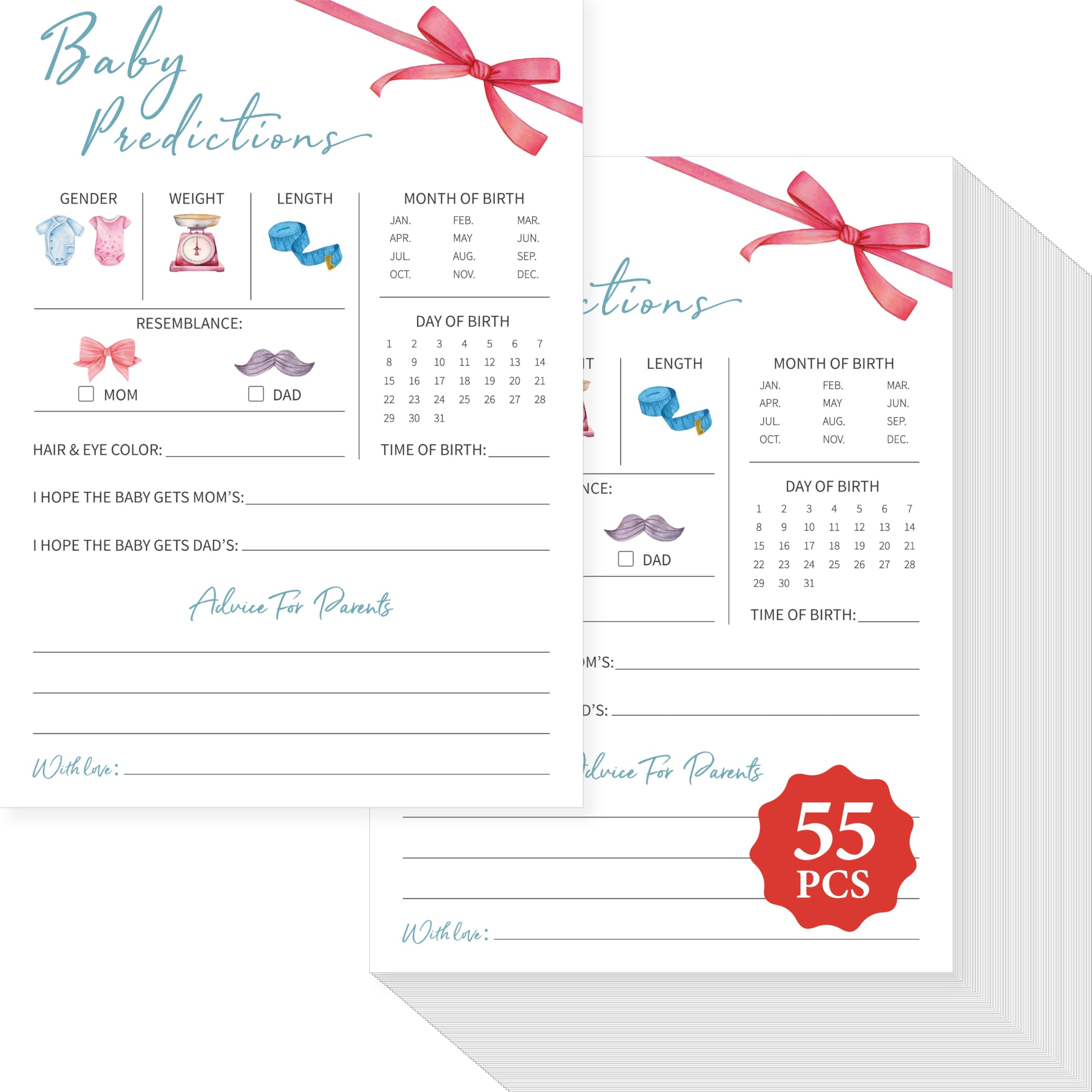 Baby Predictions and Advice Cards, 55PCS Double-Sided Cards