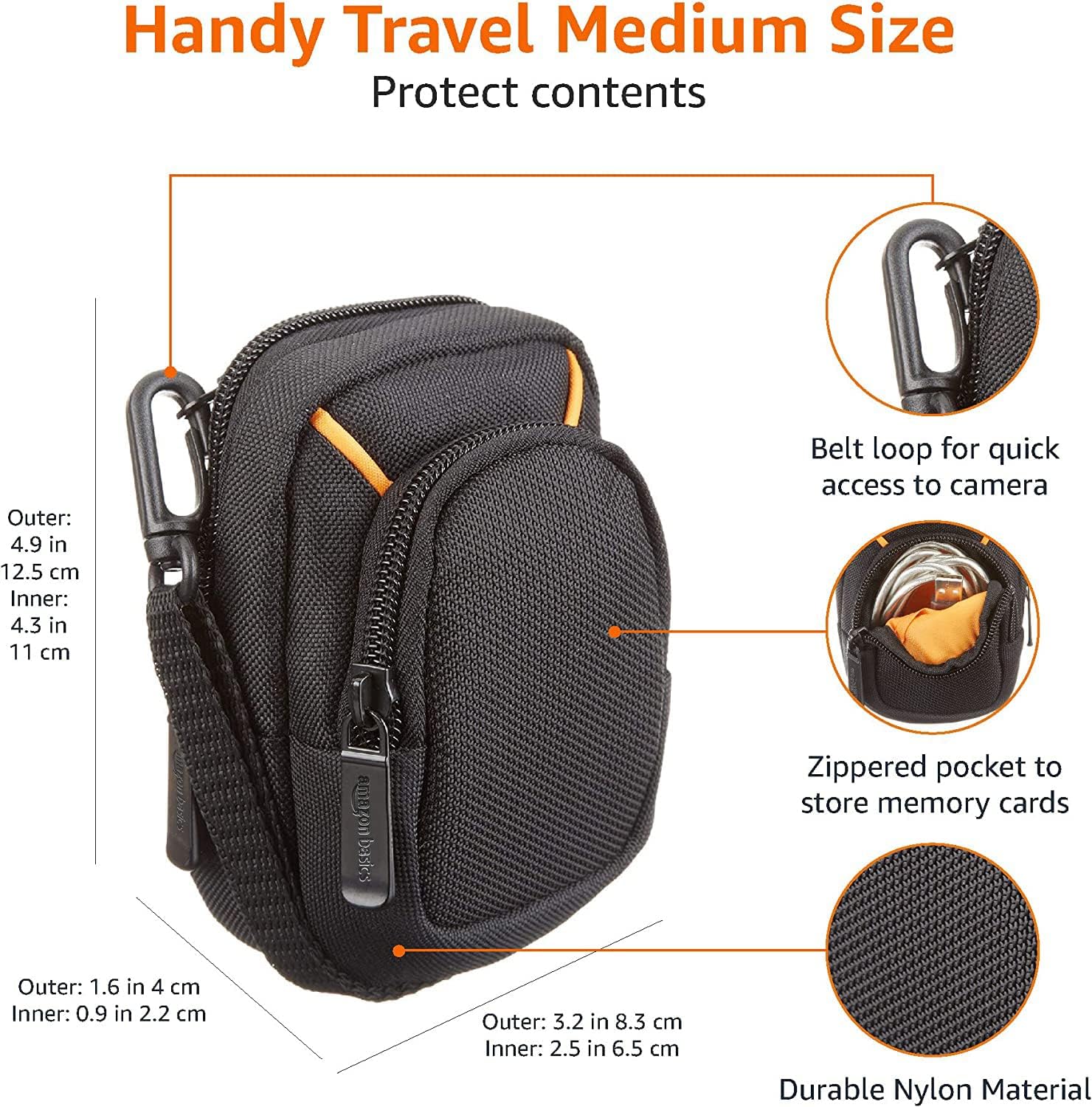 کیس دوربین متوسط و شلیک AmazonBasics Medium Point و ساقه - 5 3 3 x 2 اینچ ، سیاه