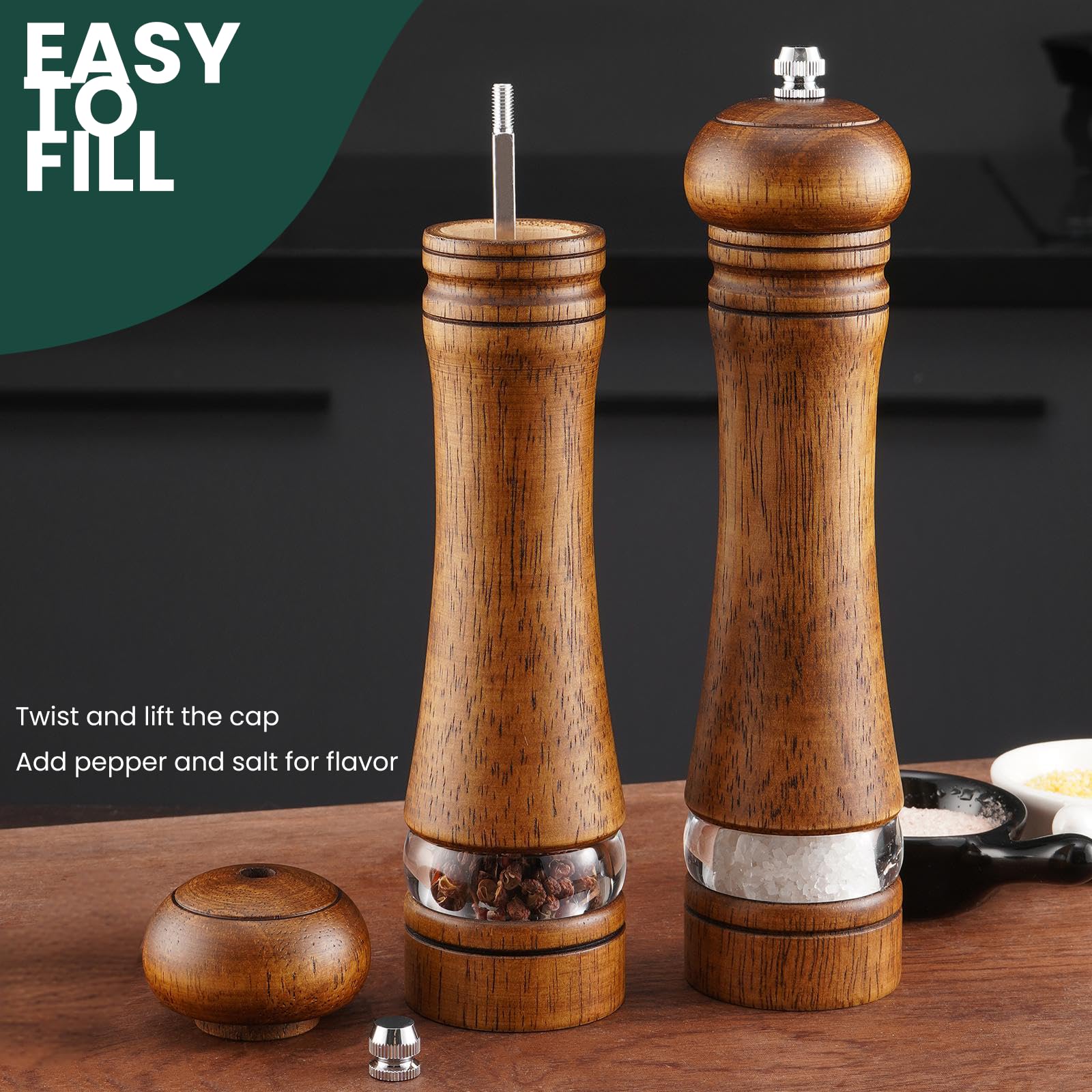 Set Macinapepe E Sale In Legno - 2 Pezzi Con Meccanismo Ceramica