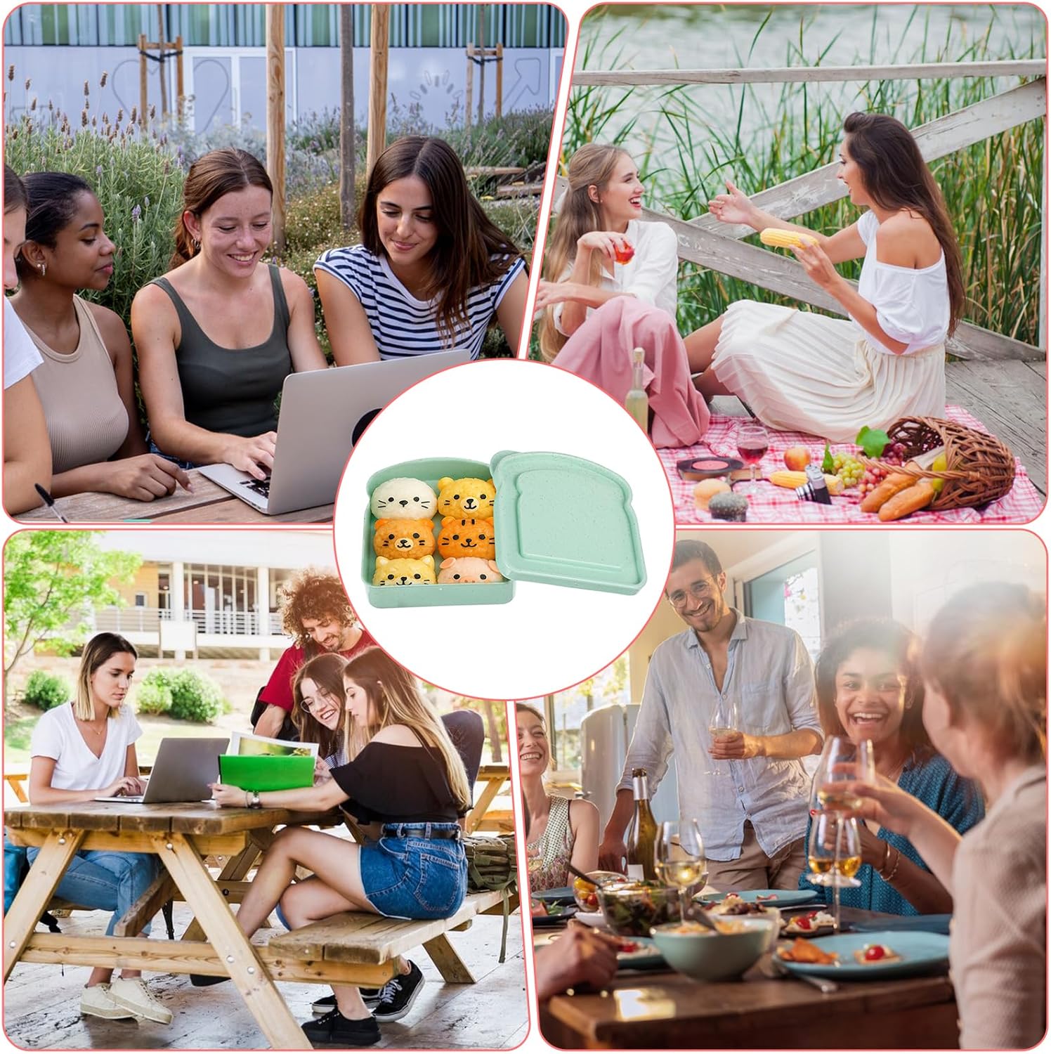 4 PCS Sandwich Box Container Reusable Sandwich Containers Plastic Toast Shape Food Storage Box with Lid Food Holder Bread Container for Family School Office Adults Camping Dishwasher - Image 7