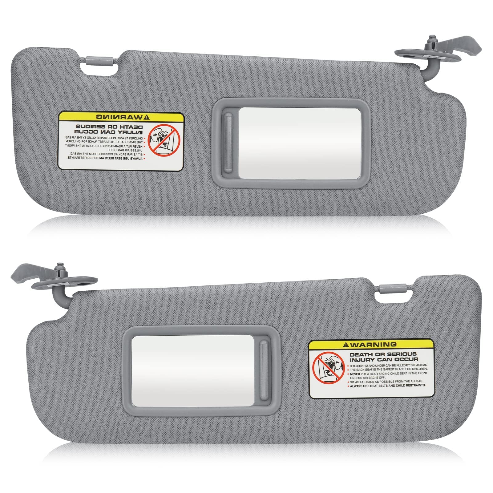 AEagle Left & Right Sun Visor for 2011-2015 Hyundai Elantra, Driver & Passenger Side Gray Sunvisor Replacement 852103X000TX 852203X000TX