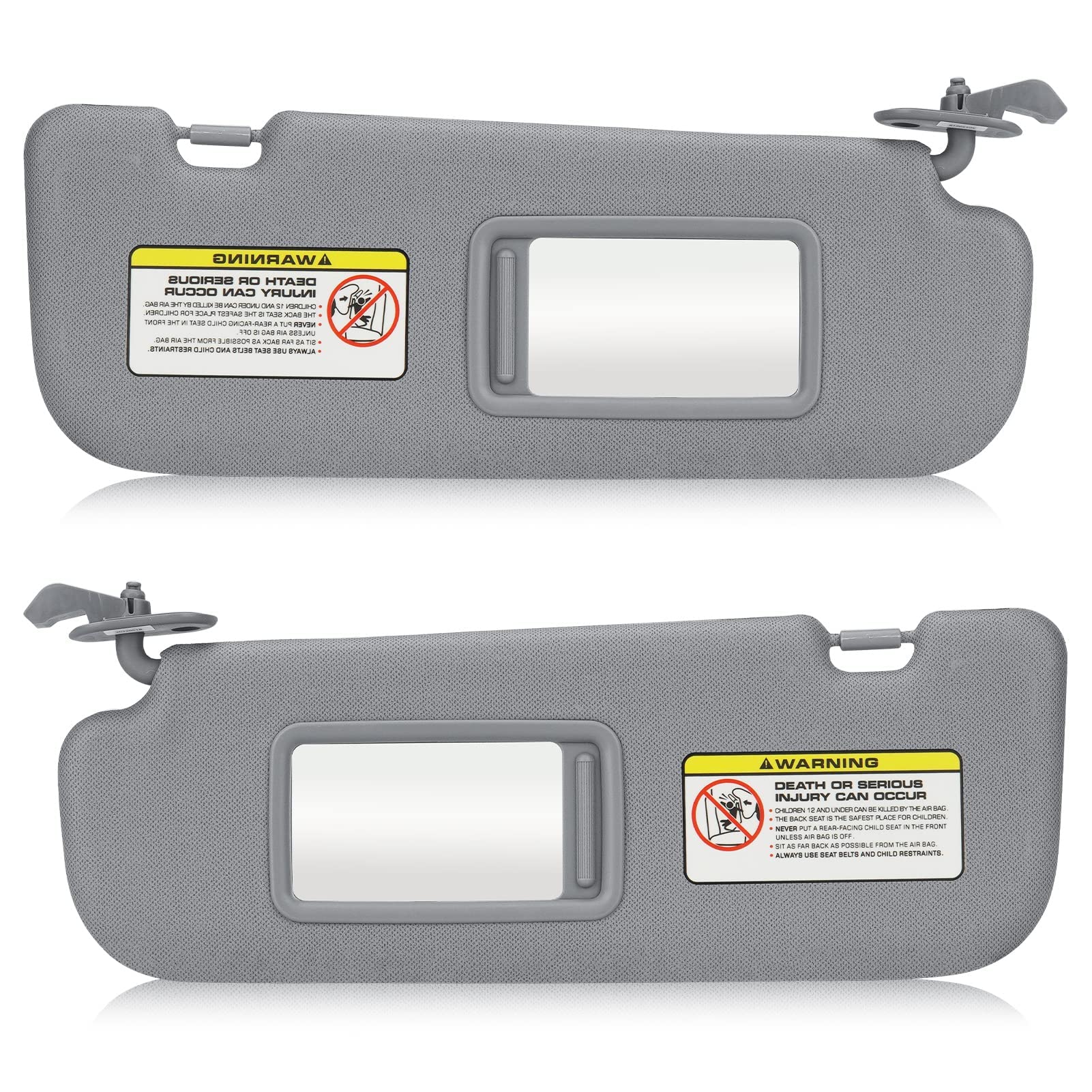 Left & Right Sides Sun Visor for Hyundai Elantra 2011 2012 2013 2014 2015  Gray Without Light Sunvisor Replacement 852103X000TX 852203X000TX