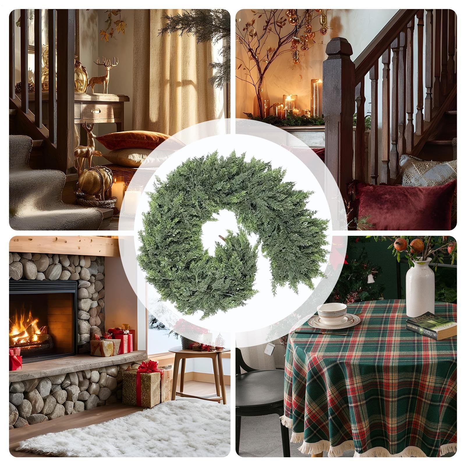 Guirnalda de Pino para Navidad Decoración Navideña de Guirnalda Artificial | Corona para Decoración de Hogar en Pared Puerta Chimenea Boda Árbol Escaleras