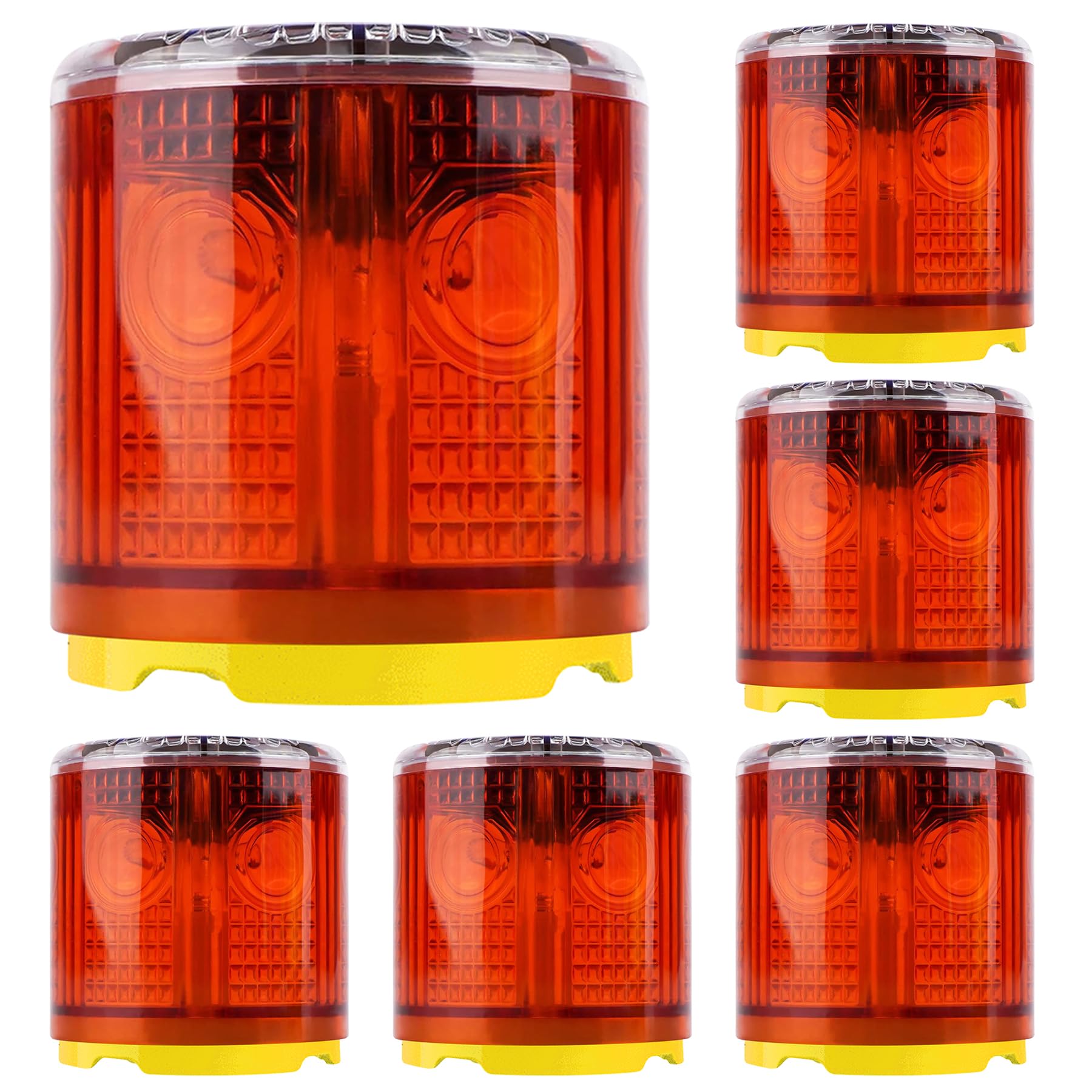 Solar Strobe Warning Light, Strong Magnetic Base High Bright LED Flashing 360° Wireless Control Automatically Turn On Waterproof for Construction, Traffic, Factory, Safety Sign (Red-6PCS)