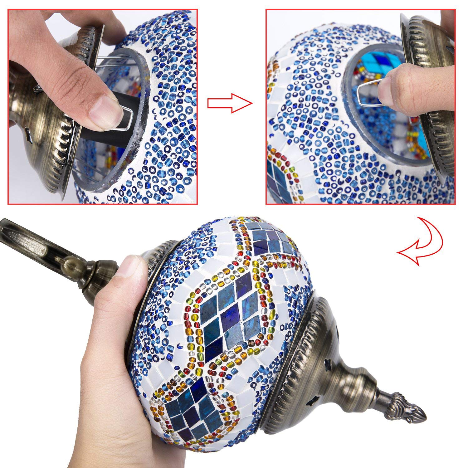 Amazon.co.jp: モザイクランプ ハンドメイド トルコ モザイク ダブル