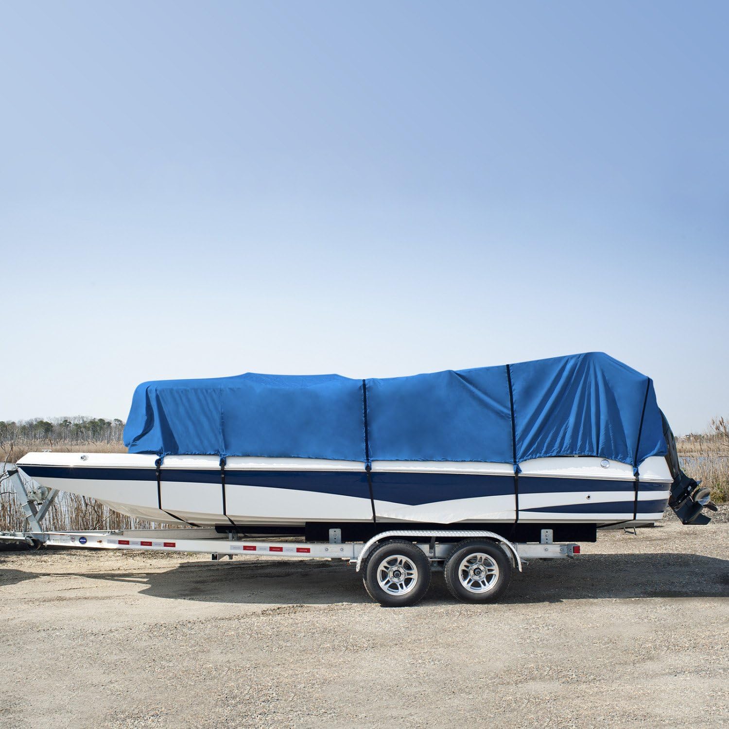Budge P-1200-1 1200 Denier Pontoon Cover Blue Size PT2: Long Waterproof, Heavy Duty, UV Resistant, 17' to 20' Long (Beam Width Up to 110")