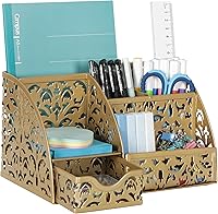 Vista 9 de EasyPAG Organizador de Escritorio Portaplumas con Cajón Copa para Lápices para Escritorio 6 Compartimentos Caddy de Oficina de Metal