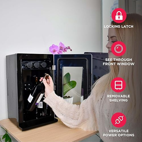 Miniatura 3 de Frigidaire EFMIS567_AMZ, Mini refrigerador de bebidas retro. 18 latas o 4 botellas de vino, nevera termoeléctrica para bebidas - Acero inoxidable