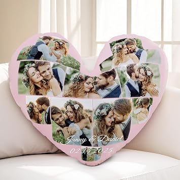 Custom Pillow for Couple on Valentines Day, Customized Photo Gifts | Personalized Gift for Boyfriend from Girlfriend, Birthday Present, Romantic Holiday Gifts for Him Pillow Insert Included