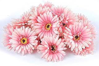 cn-Knight Artificial Daisy Heads 20pcs Mums Flower Head Chrysanth Gerbera for Hat Trim Cake Flower Home DÃ©cor Flower Wall Wreath Wedding DIY(Pink)