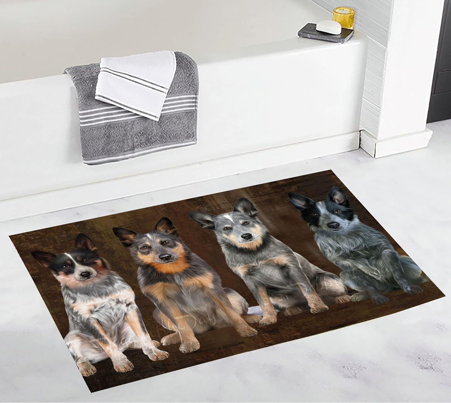 Doggie of the Day Rustic Blue Heeler dog-themed bathroom mat