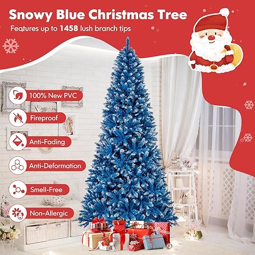 Miniatura 130 de GOFLAME Árbol de Navidad artificial preiluminado de 8 pies con luces LED blancas cálidas y conos de pino, decoración navideña para el hogar